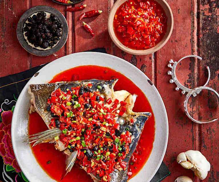 Steamed Fish Head with Chopped Chilies